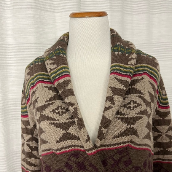 Eddie Bauer Green Aztec Print Button Front Cardigan Size Small - Picture 2 of 8
